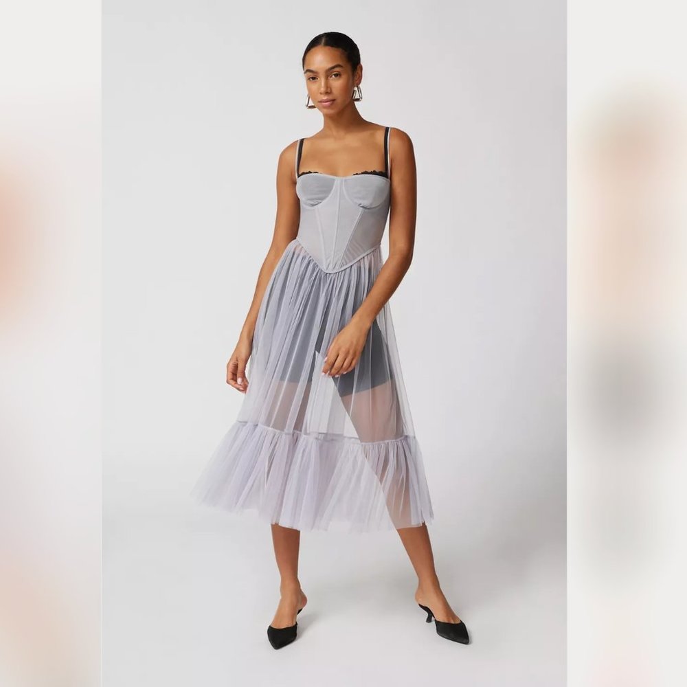 UO Dita Sheer Corset Midi Dress Medium/ NW